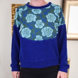 Cozy Blue Floral Sweater